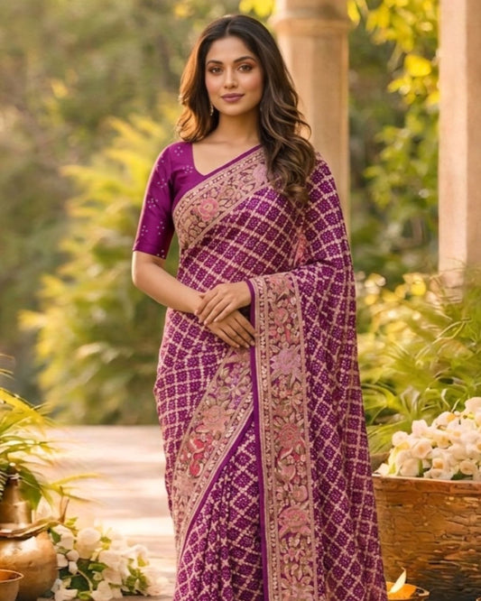 Amisha - Purple Meenakari Tilfi Saree