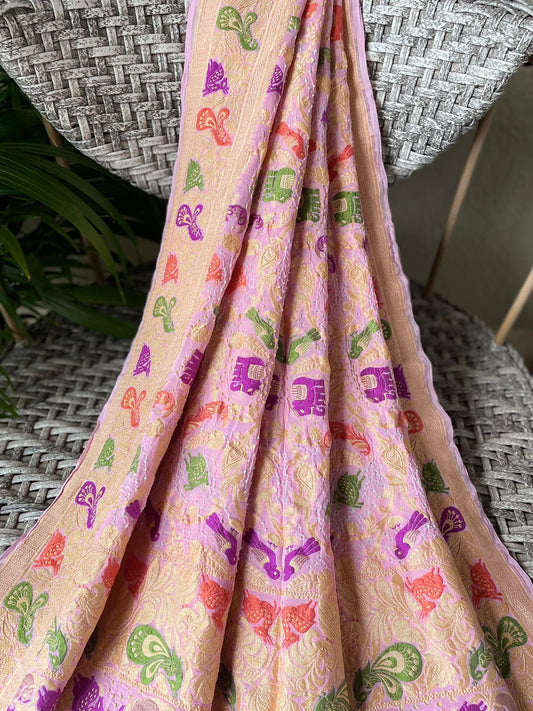 Harshi - Peach Meenakari Tilfi Dupatta