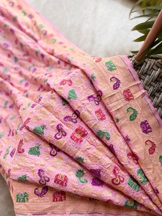 Ayushree - Peach Meenakari Tilfi Saree