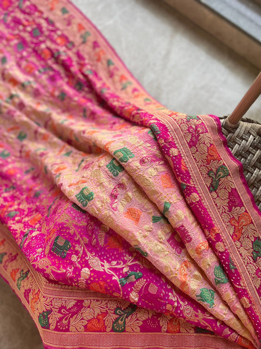 Niya - Pink & Peach Meenakari Tilfi Saree