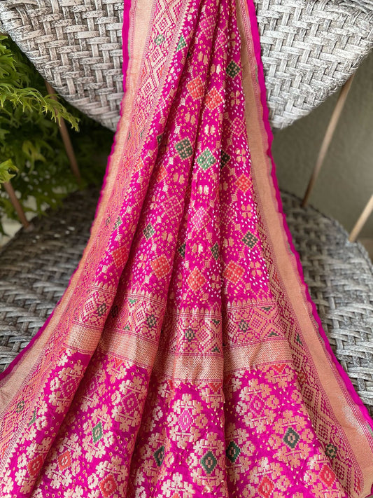 Gauri - Pink Meenakari Bandhani Dupatta