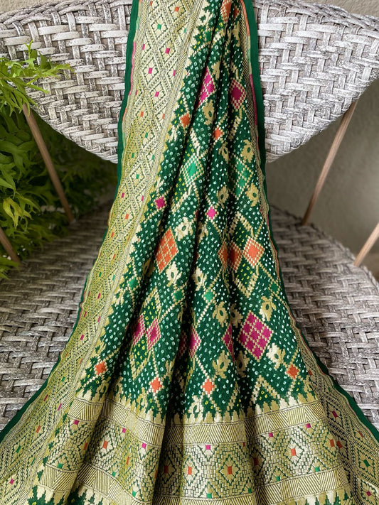 Saibo - Green Meenakari Bandhani Dupatta