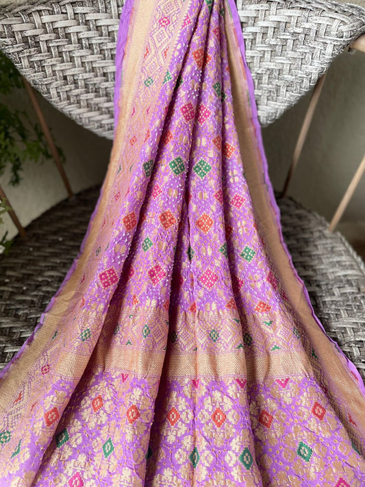 Gulzaar - Lavender Meenakari Bandhani Dupatta
