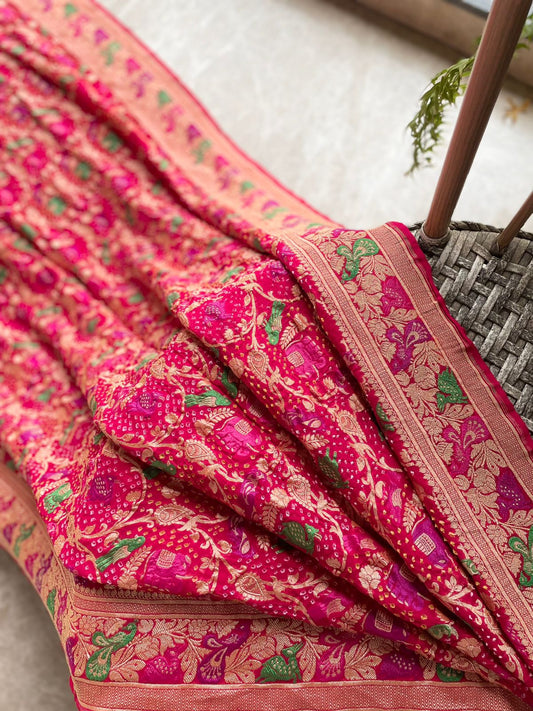 Yashika - Rose Pink Meenakari Tilfi Saree