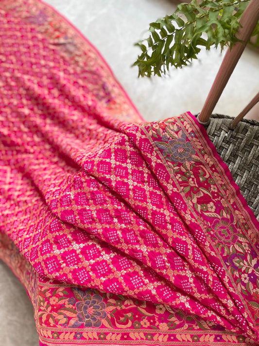 Chaitaly - Rose Pink Meenakari Tilfi Saree