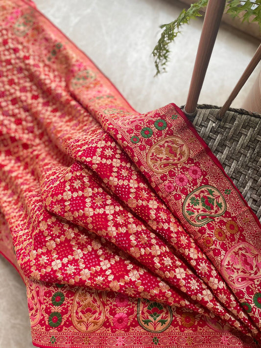Raani Sa - Red Meenakari Tilfi Saree