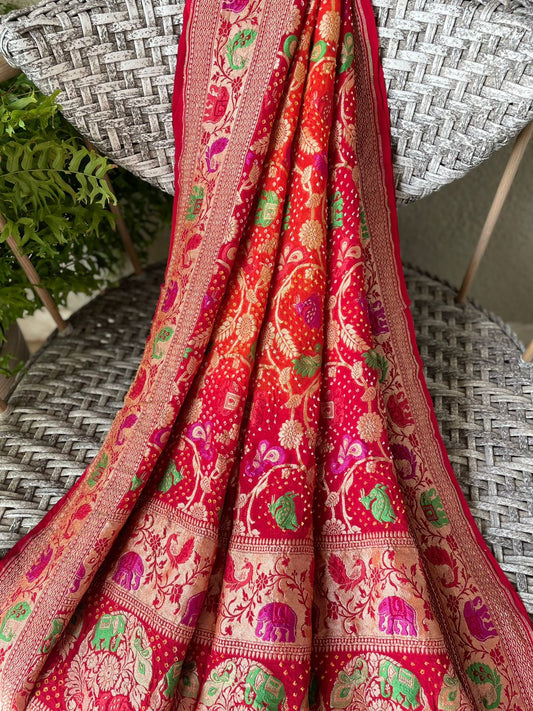 Buy Red & Orange Meenakari Tilfi Dupatta
