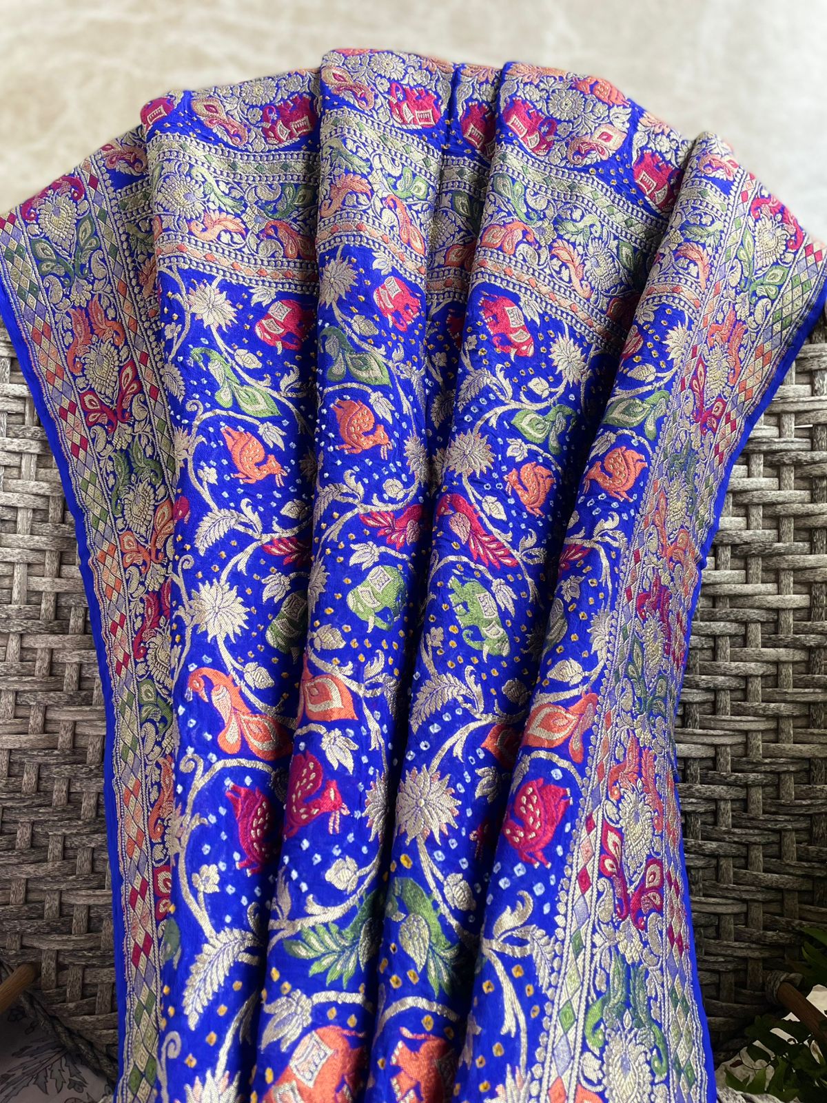 Shashi - A Celestial Goddess Meenakari Motif Dupatta