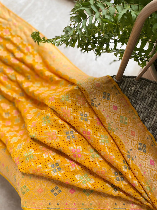 Diksha - Yellow Meenakari Bandhani Saree