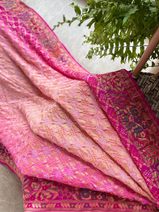 Hetvi - Pink & Peach Meenakari Tilfi Saree