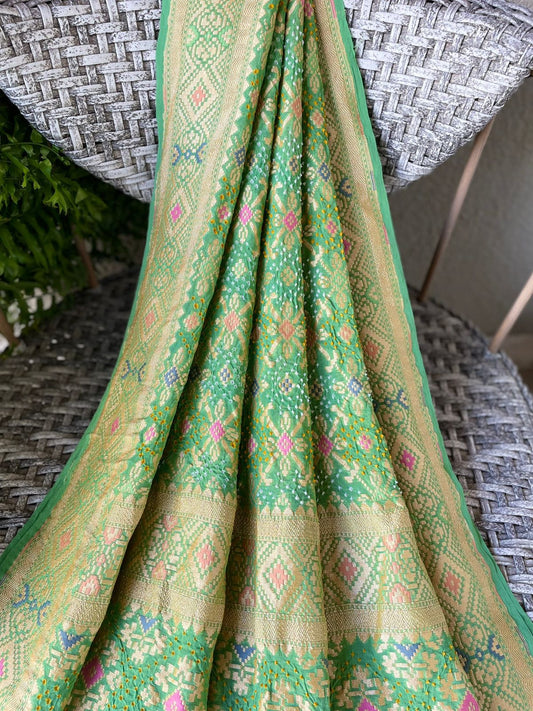 Arunya - Light Green Meenakari Bandhani Dupatta