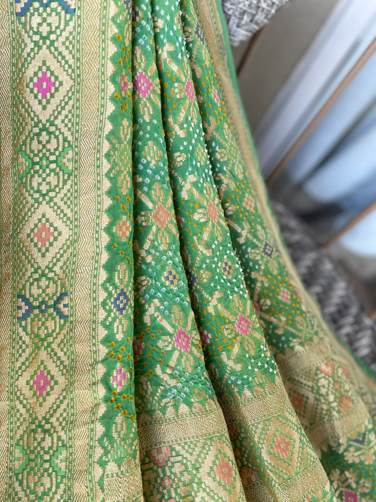 Arunya - Light Green Meenakari Bandhani Dupatta