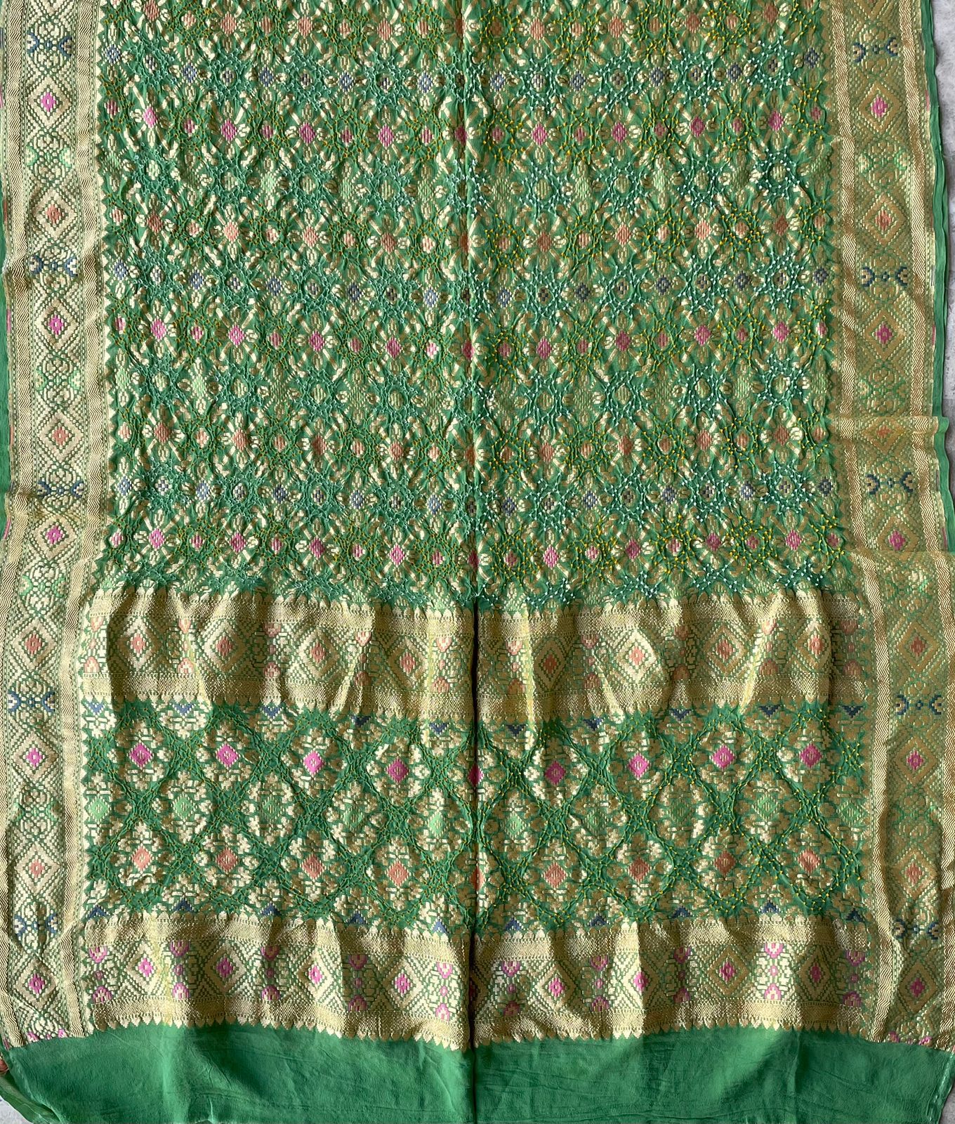 Arunya - Light Green Meenakari Bandhani Dupatta