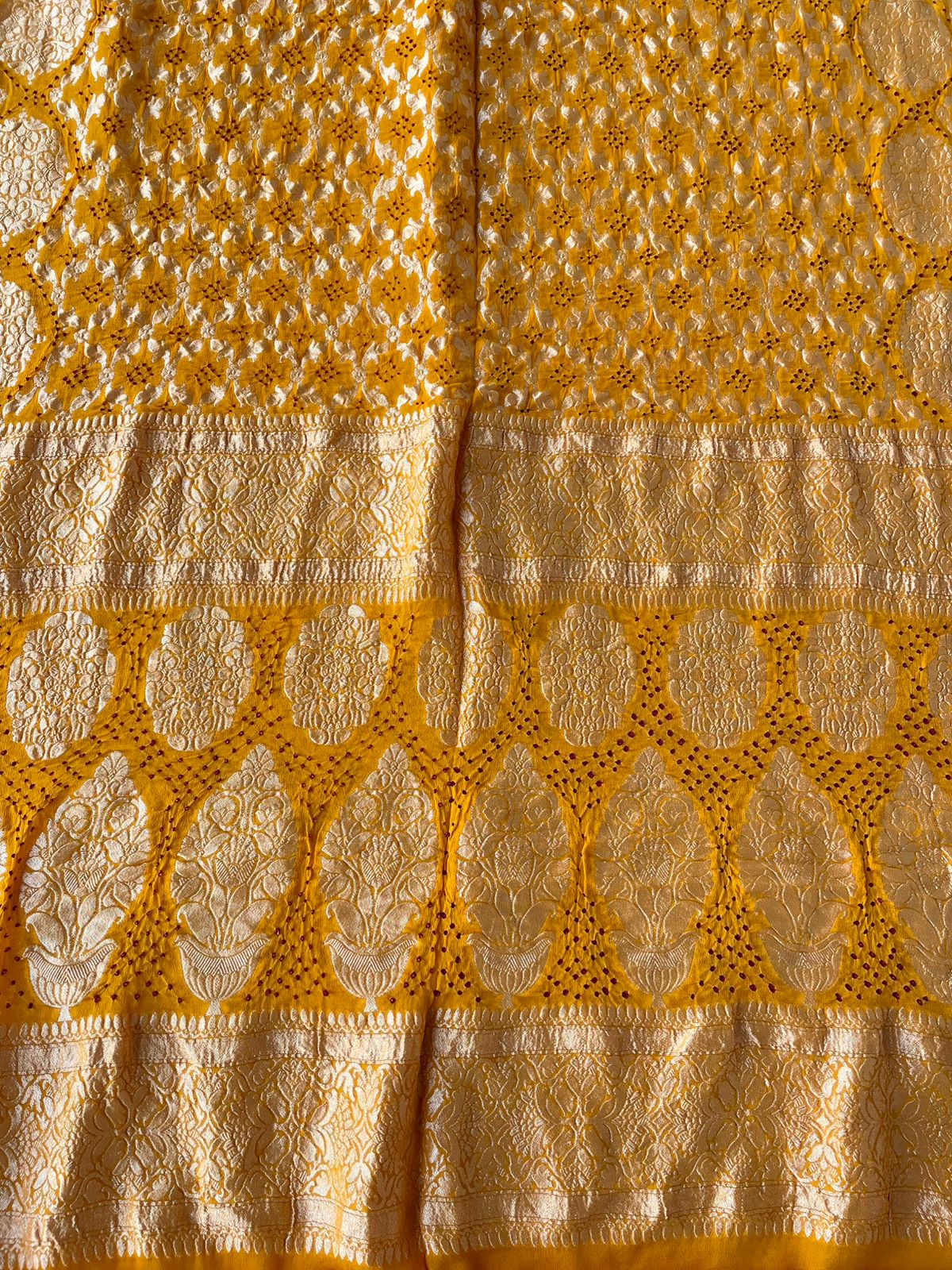 Anvisha - Yellow Bandhani Banarasi Saree