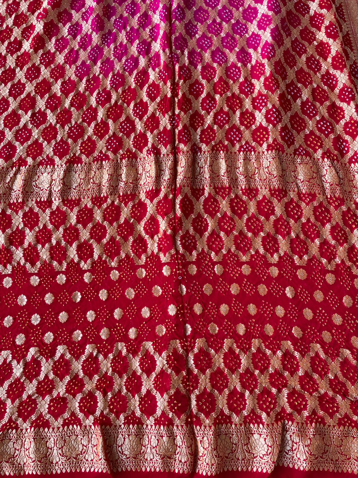 Namita - Red & Pink Bandhani Banarasi Saree