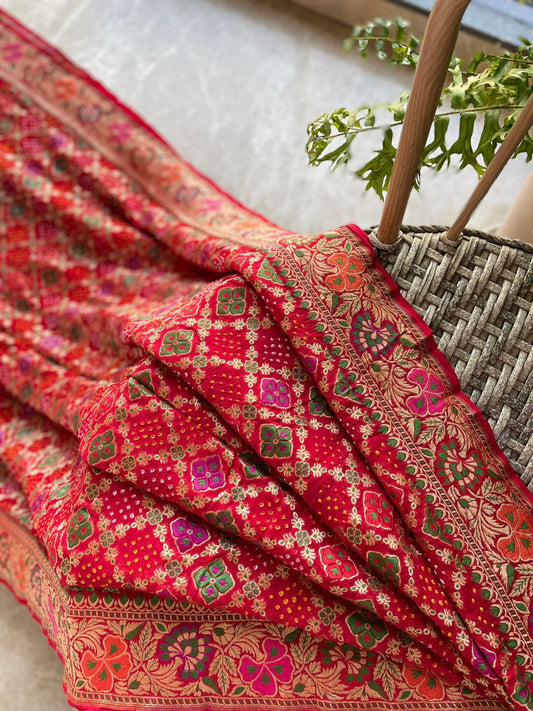 Vidhi - Red Meenakari Tilfi Saree