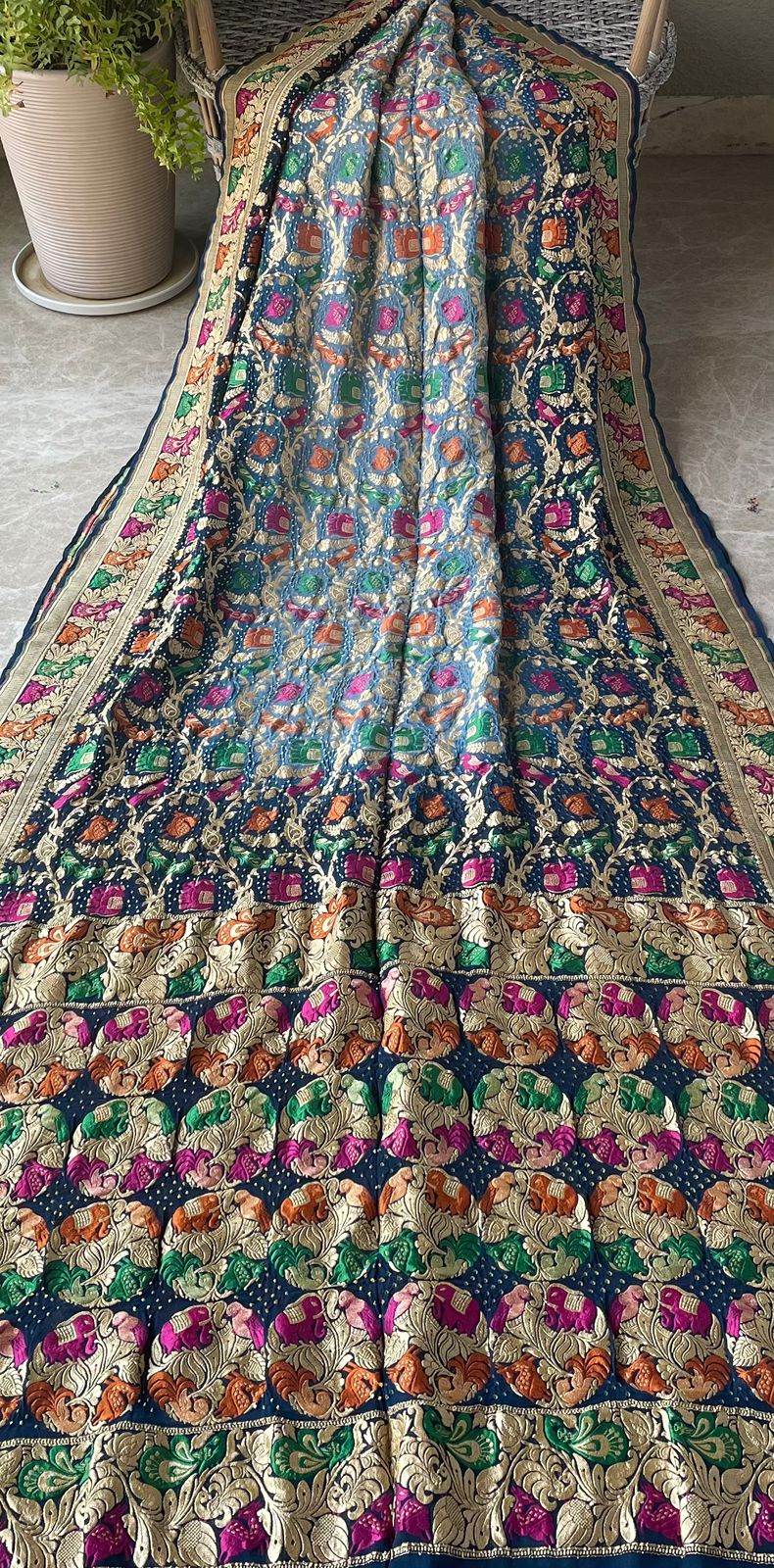 Saanjh - A Glorified Sunset Meenakari Motif Saree