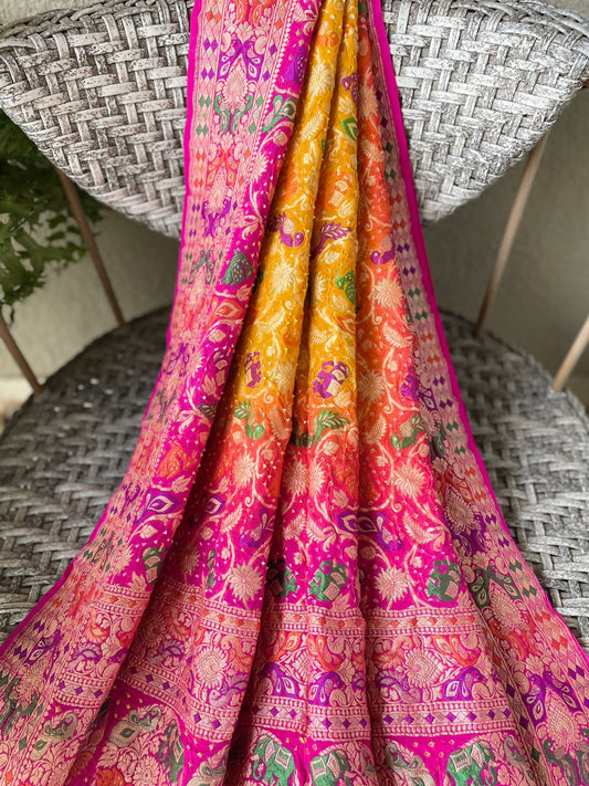 Ikshita - Pink & Yellow Meenakari Tilfi Dupatta