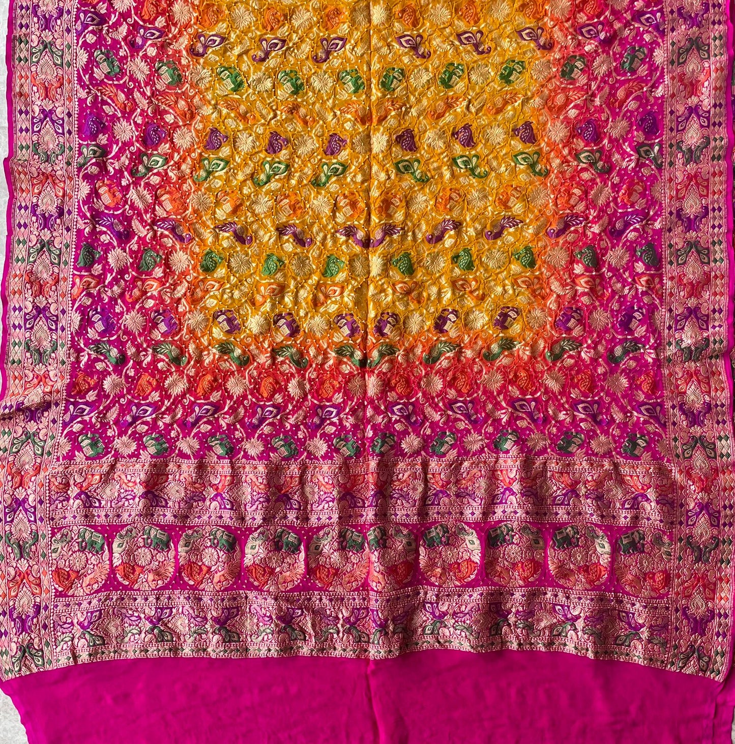 Ikshita - Pink & Yellow Meenakari Tilfi Dupatta