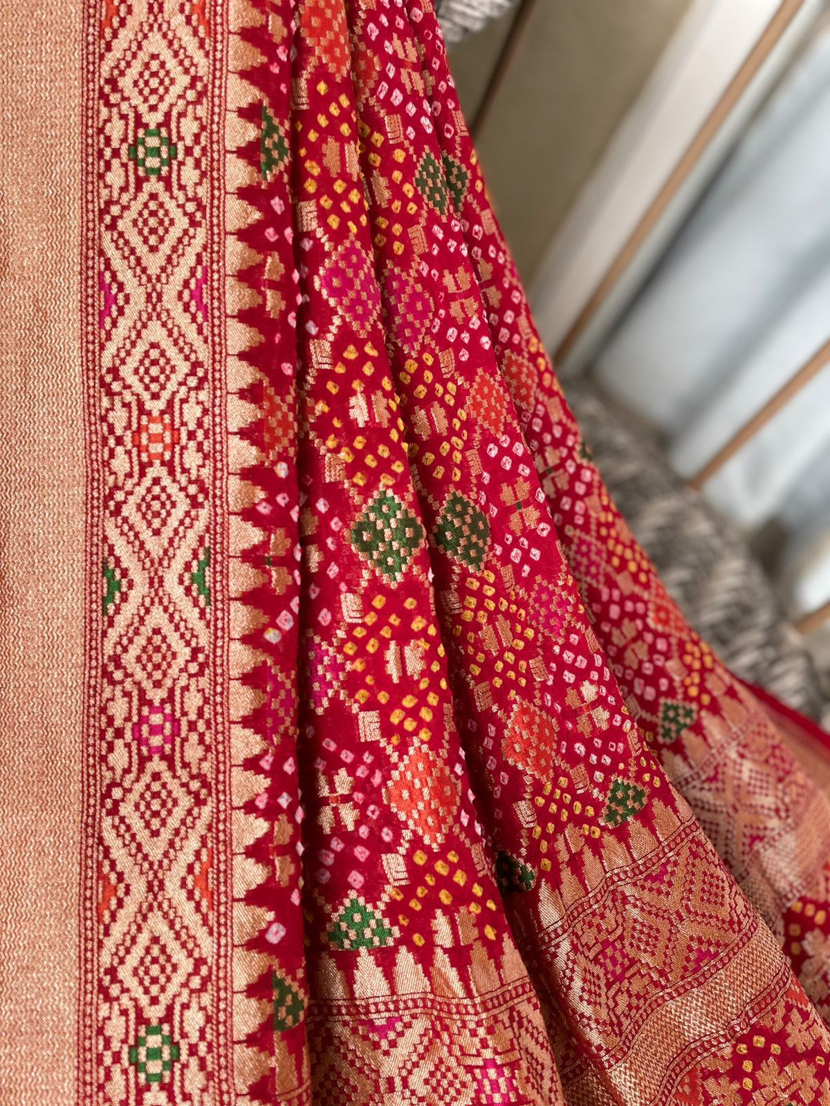 Poorvi - Red Meenakari Bandhani Dupatta