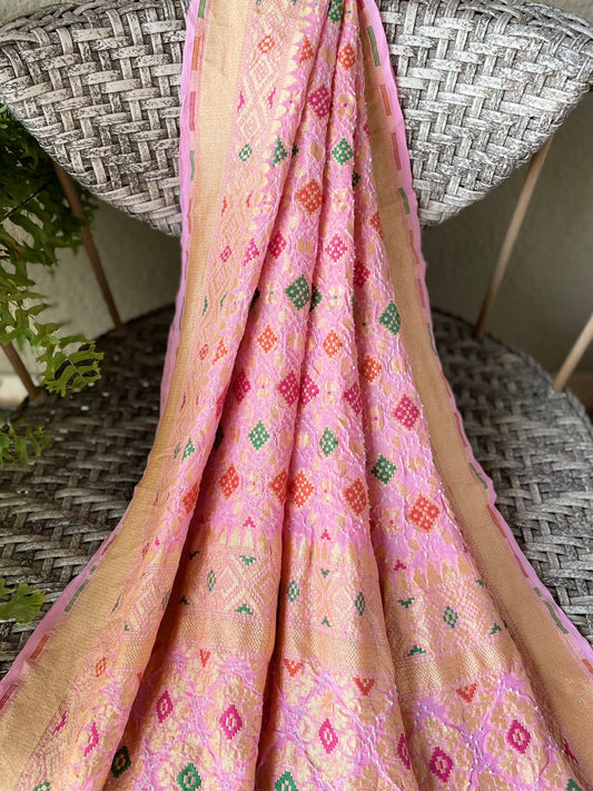 Nitaara - Peach Meenakari Bandhani Dupatta