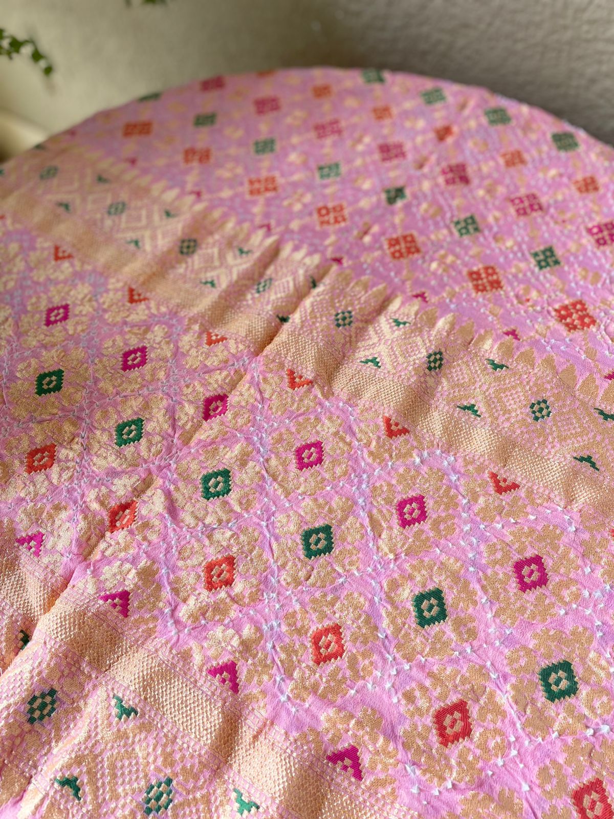 Nitaara - Peach Meenakari Bandhani Dupatta