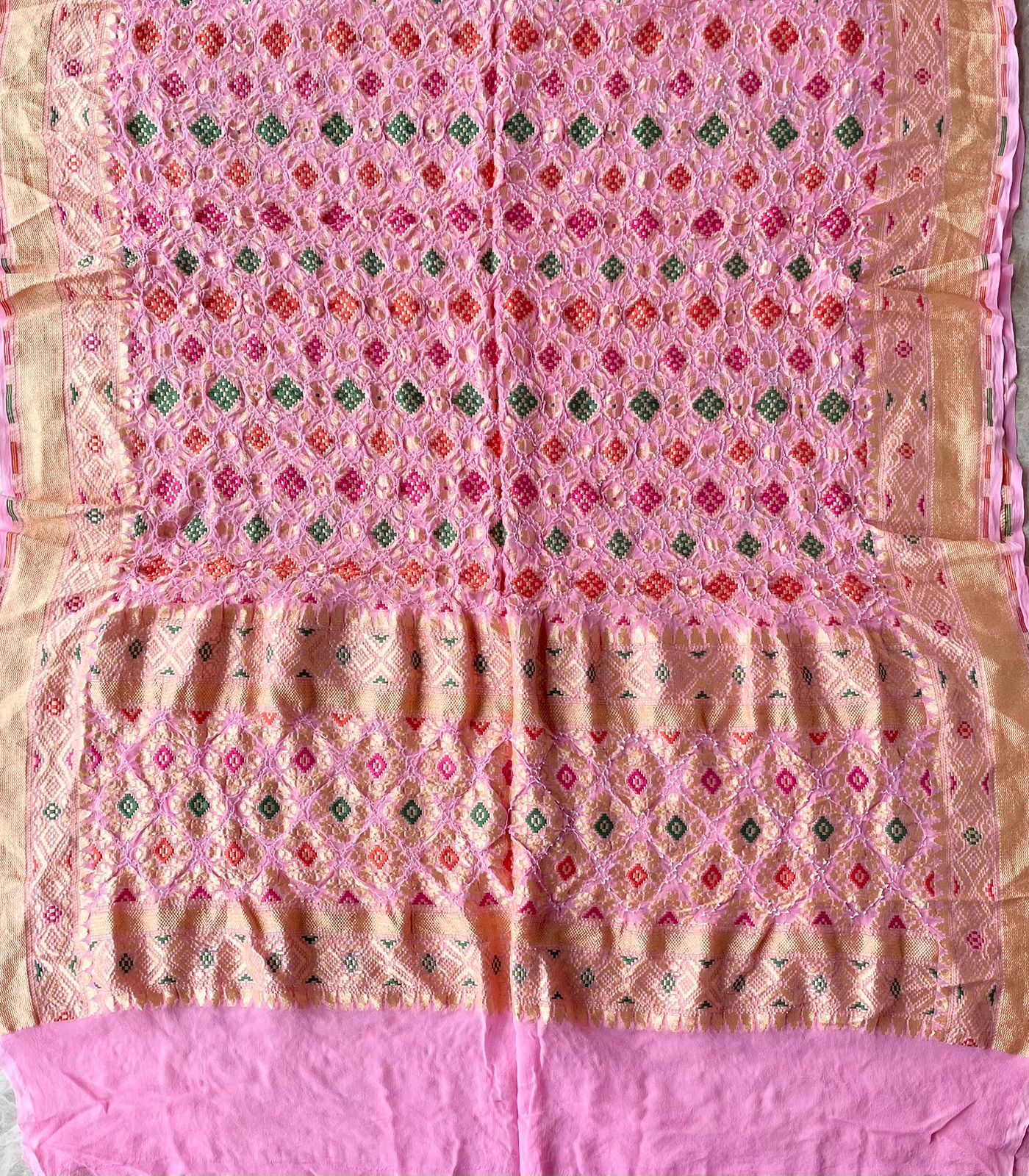 Nitaara - Peach Meenakari Bandhani Dupatta