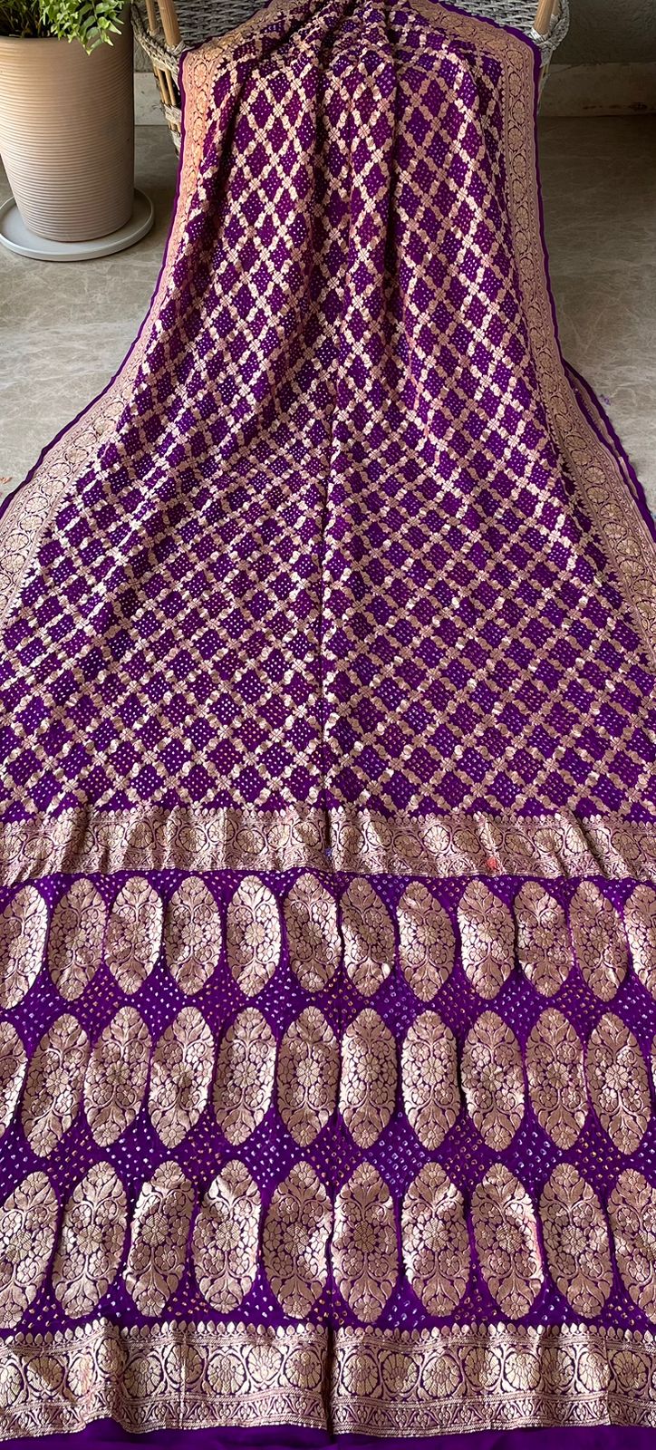 Manya - Purple Sangeet Bandhani Banarasi Saree