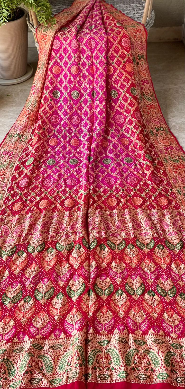 Jaya - Red & Pink Meenakari Tilfi Saree