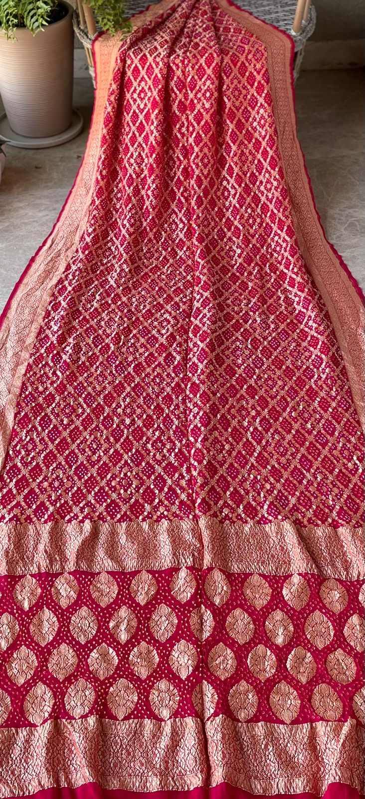 Risha - Rose Pink Bandhani Banarasi Saree
