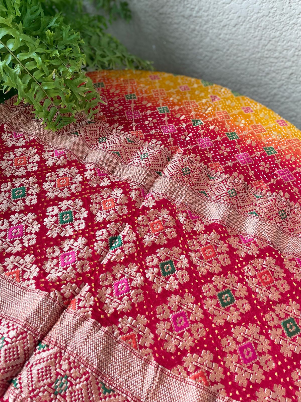 Khwaab - Red & Yellow Meenakari Bandhani Dupatta