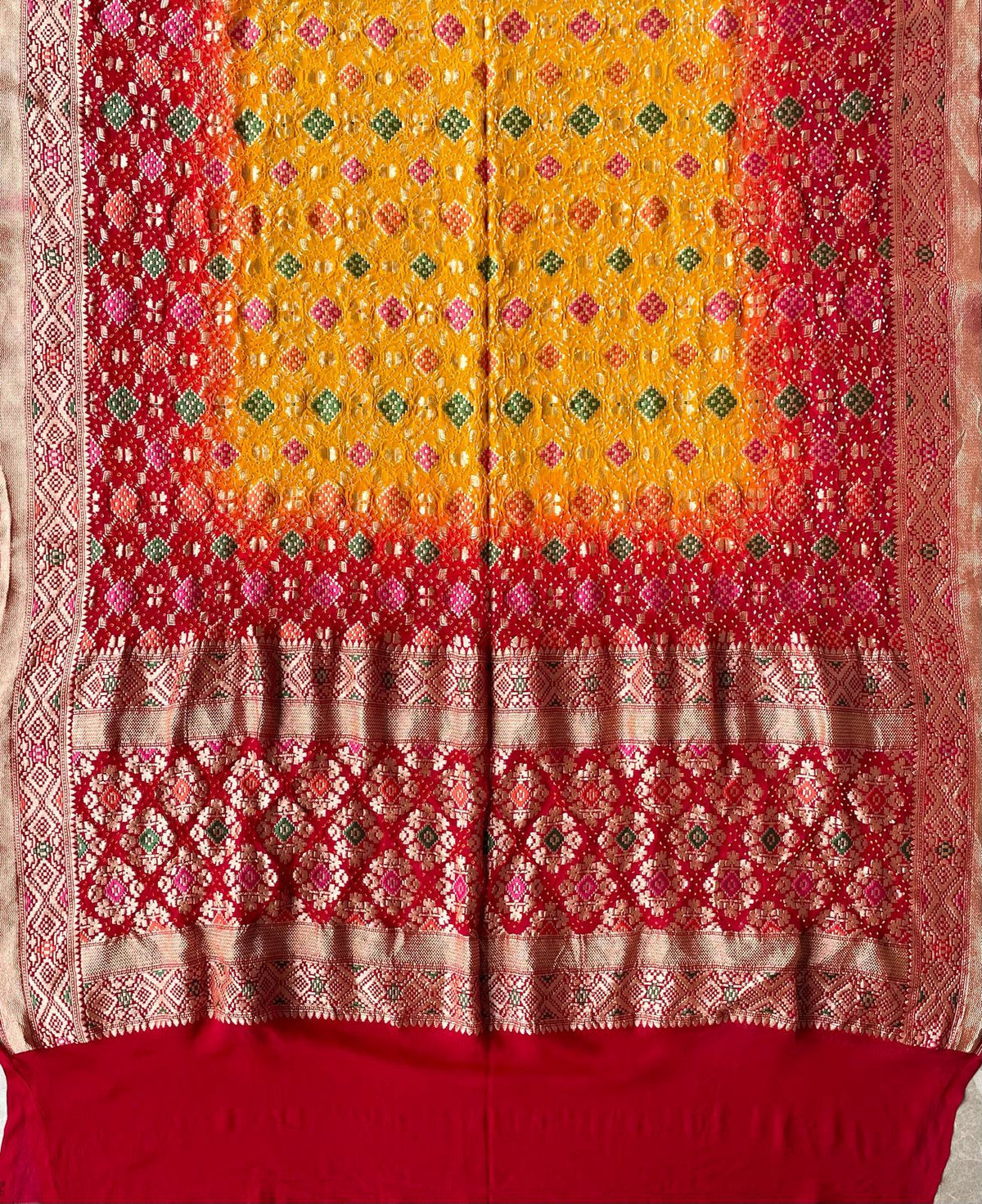 Khwaab - Red & Yellow Meenakari Bandhani Dupatta