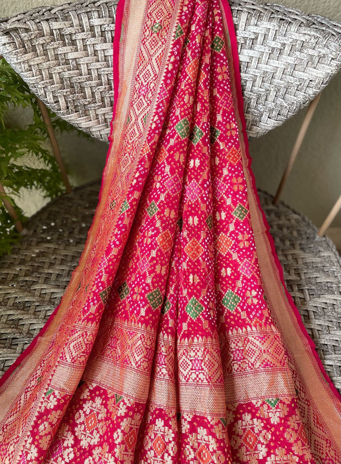 Zenia - Rose Pink Meenakari Bandhani Dupatta