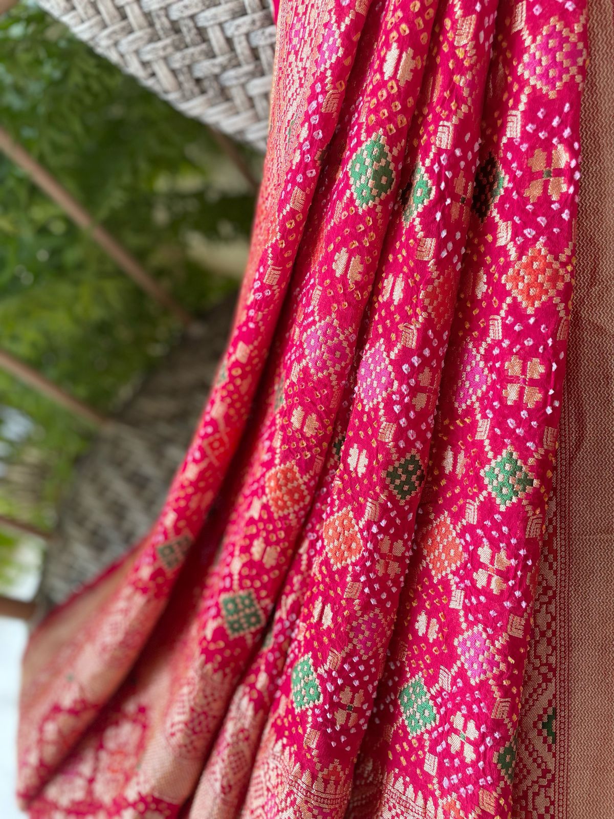 Zenia - Rose Pink Meenakari Bandhani Dupatta
