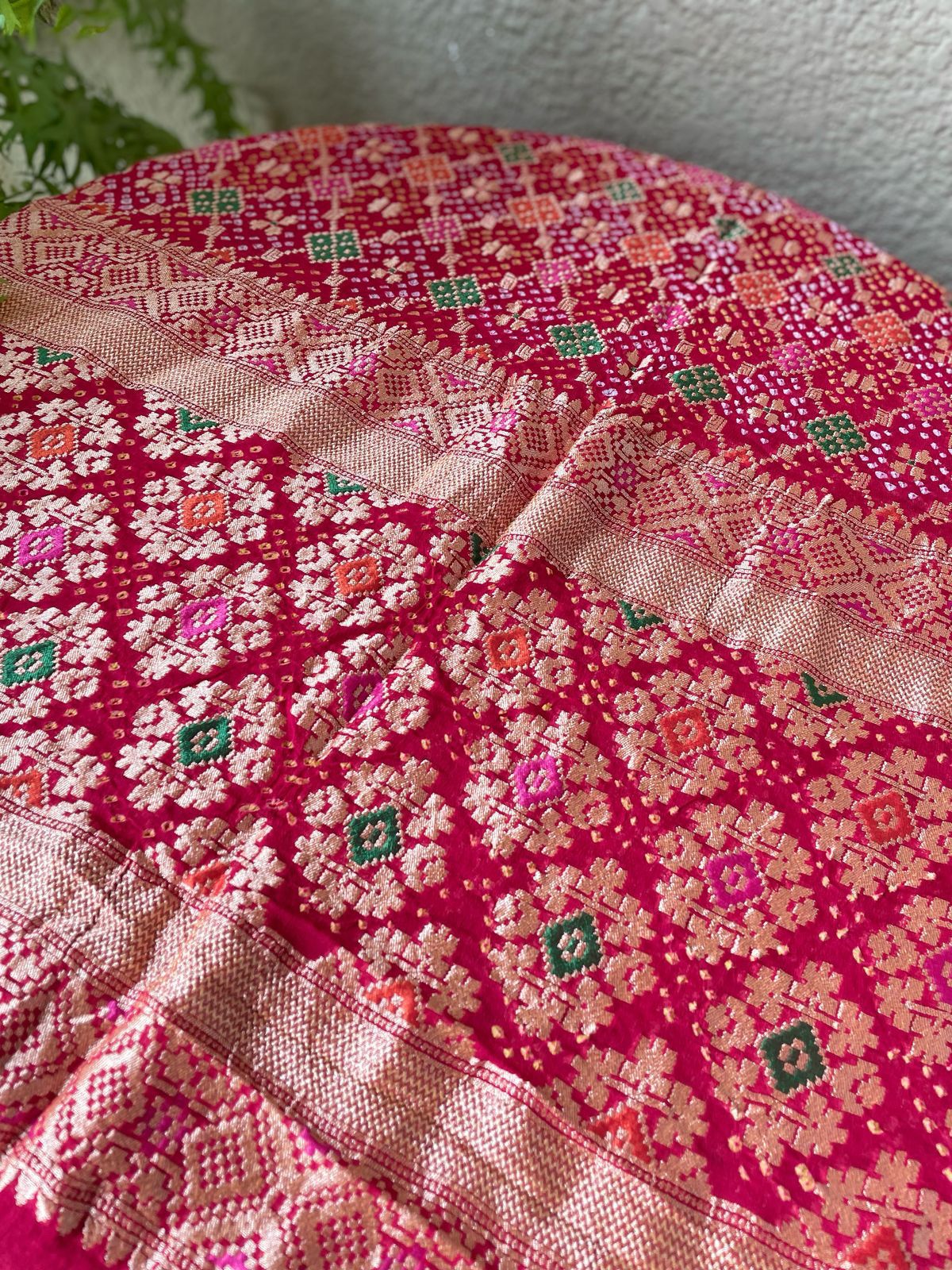 Zenia - Rose Pink Meenakari Bandhani Dupatta