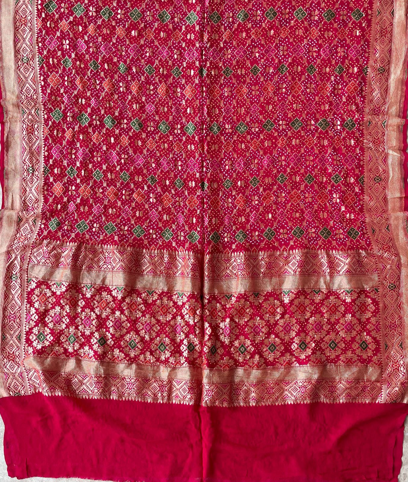 Zenia - Rose Pink Meenakari Bandhani Dupatta