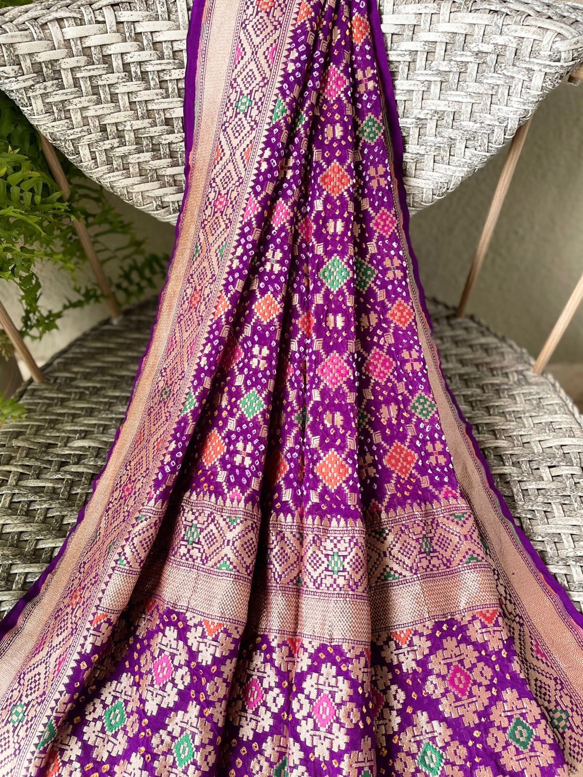 Jagruti - Purple Meenakari Bandhani Dupatta