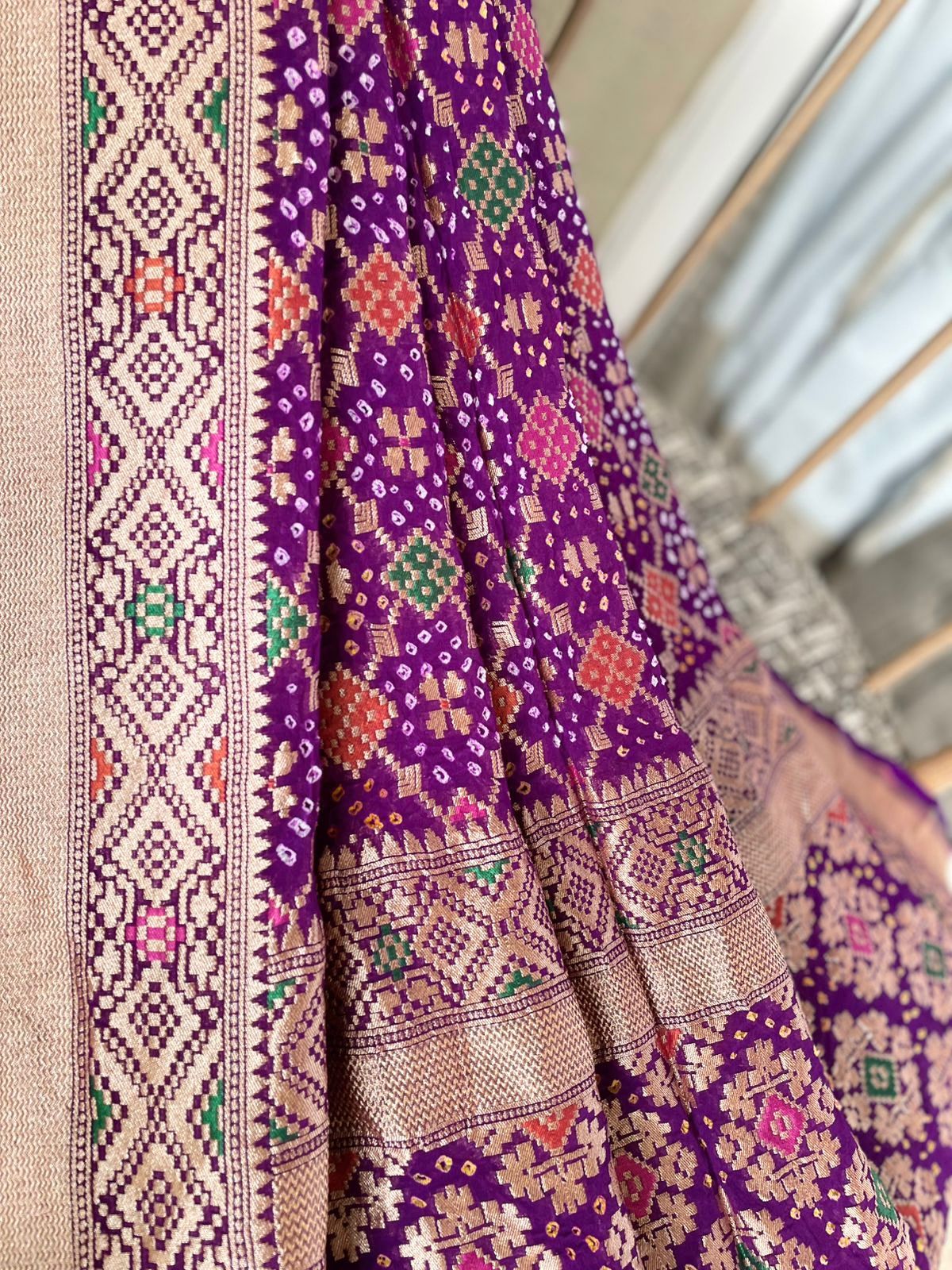 Jagruti - Purple Meenakari Bandhani Dupatta