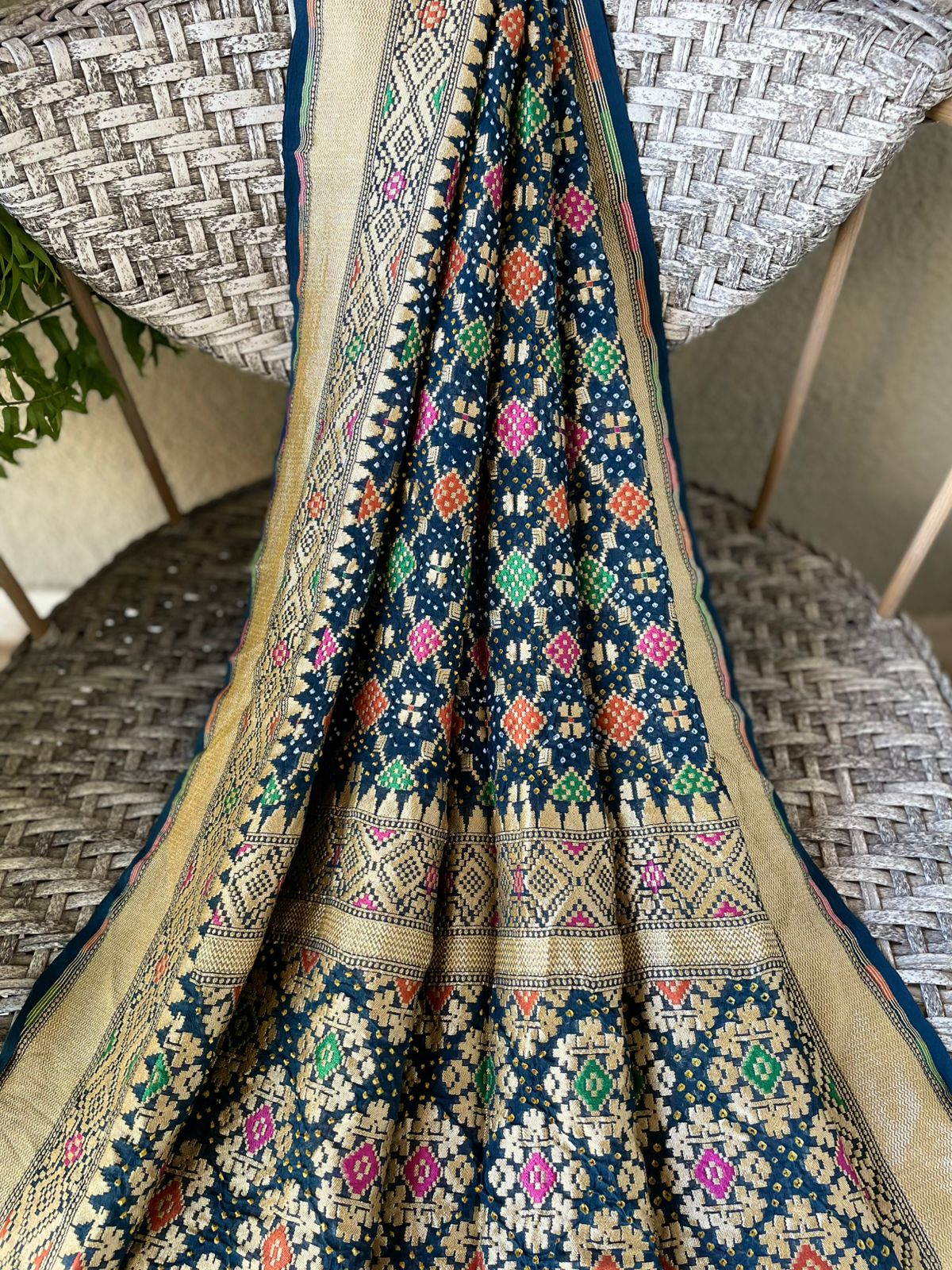 Abeer - Blue Meenakari Bandhani Dupatta