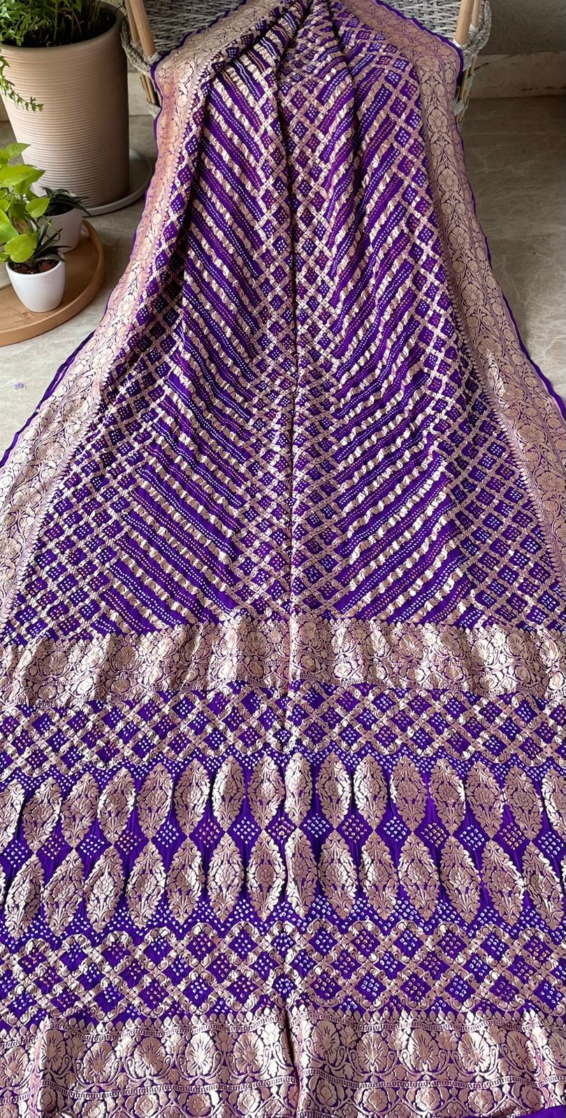 Dhrishti - Purple Bandhani Banarasi Saree