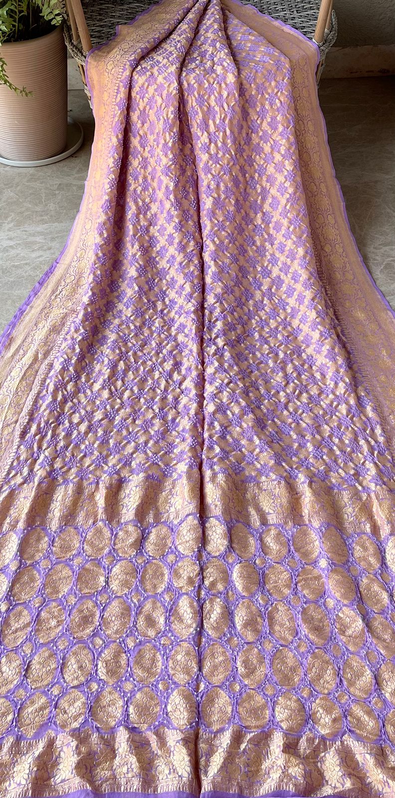 Astriti - Lavender Bandhani Banarasi Saree