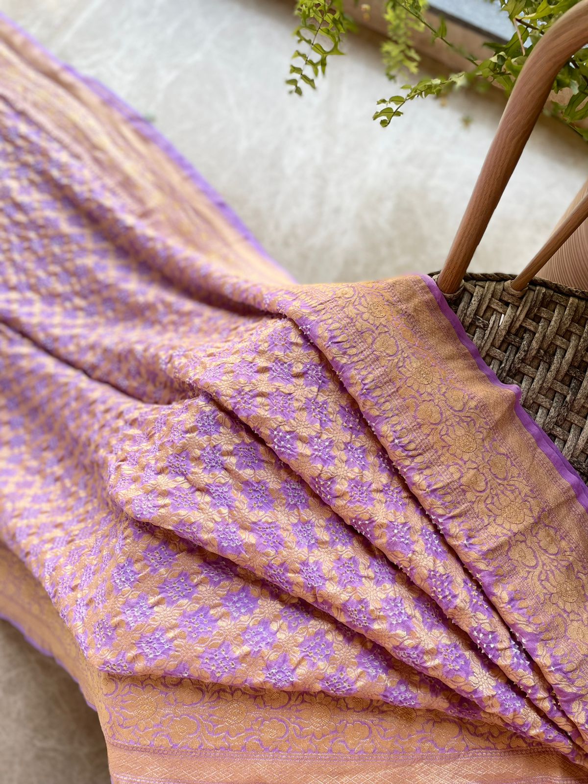 Astriti - Lavender Bandhani Banarasi Saree