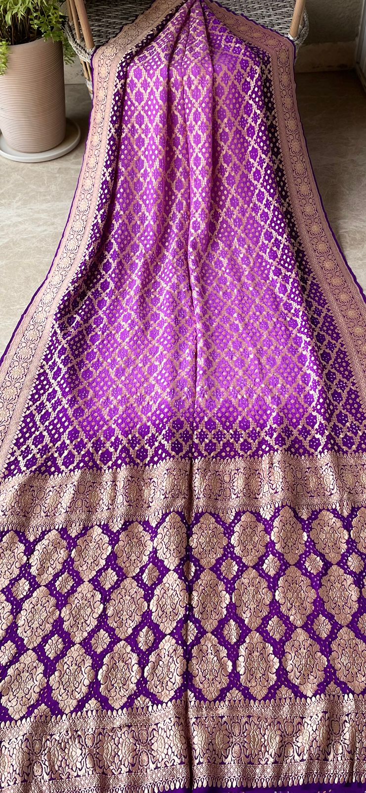 Gayathri - Purple Shaded Bandhani Banarasi Saree