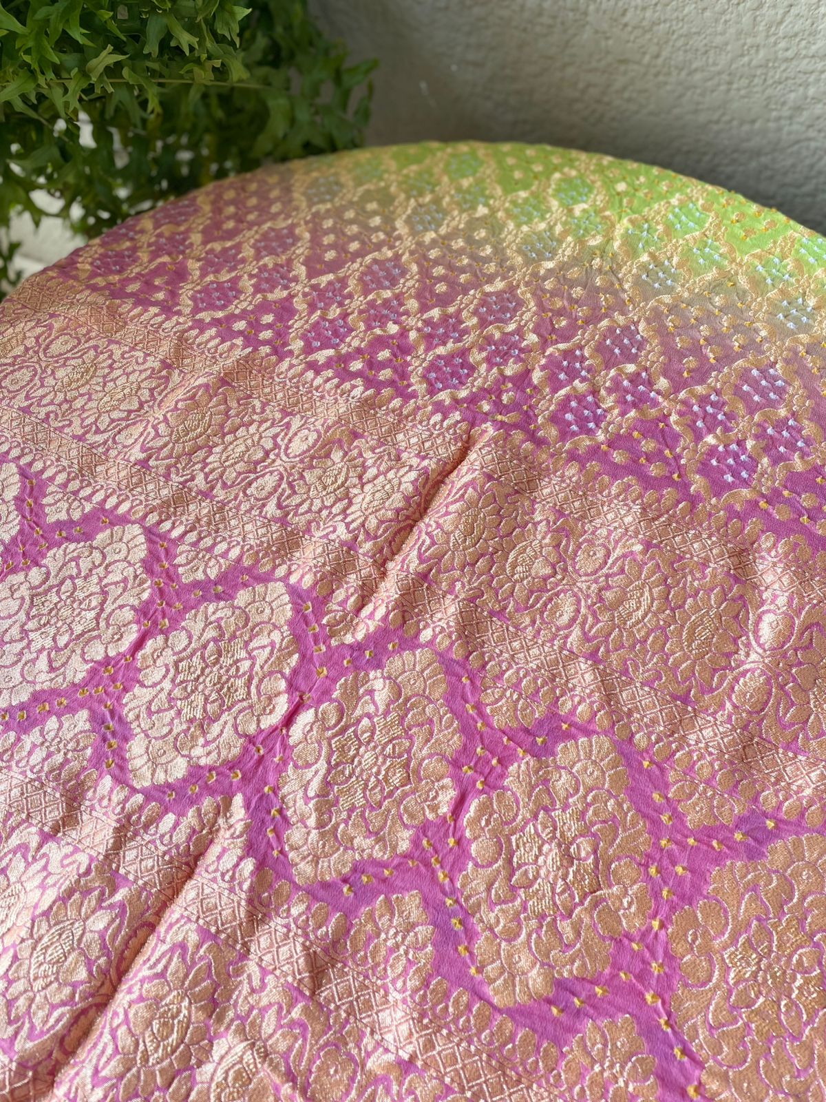 Gazal - Lilac & Green Bandhani Banarasi Dupatta