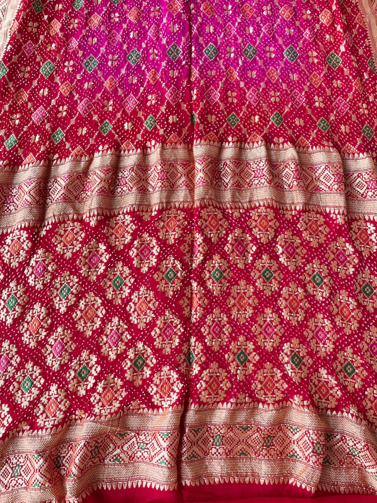 Saira - Red & Pink Meenakari Bandhani Saree