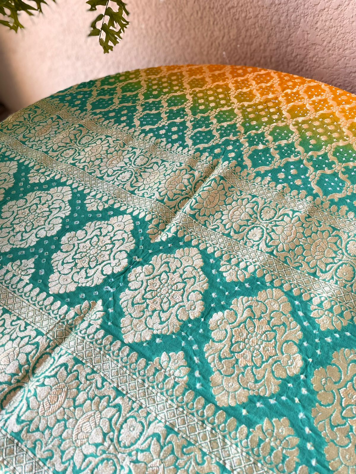 Mahi - Green & Yellow Bandhani Banarasi Dupatta