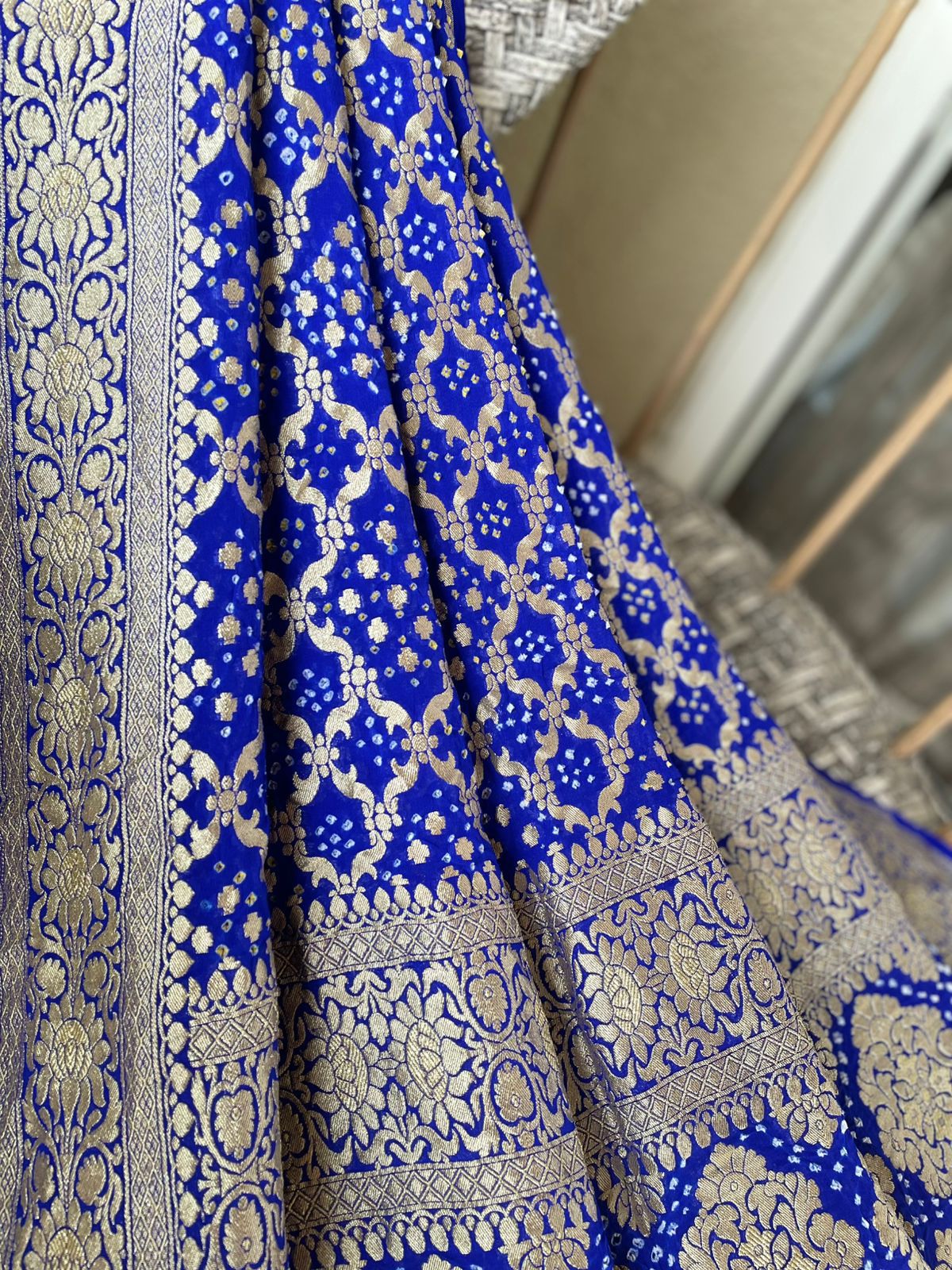 Lihaaz - Blue Sangeet Bandhani Banarasi Dupatta