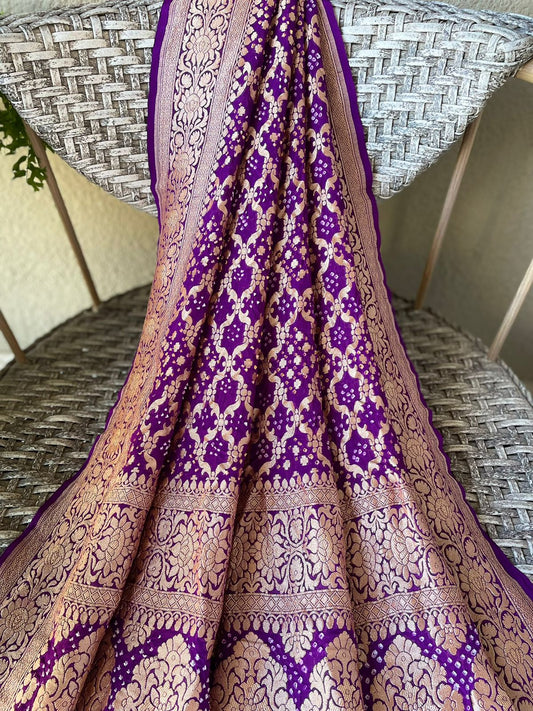 Ira - Purple Bandhani Banarasi Dupatta