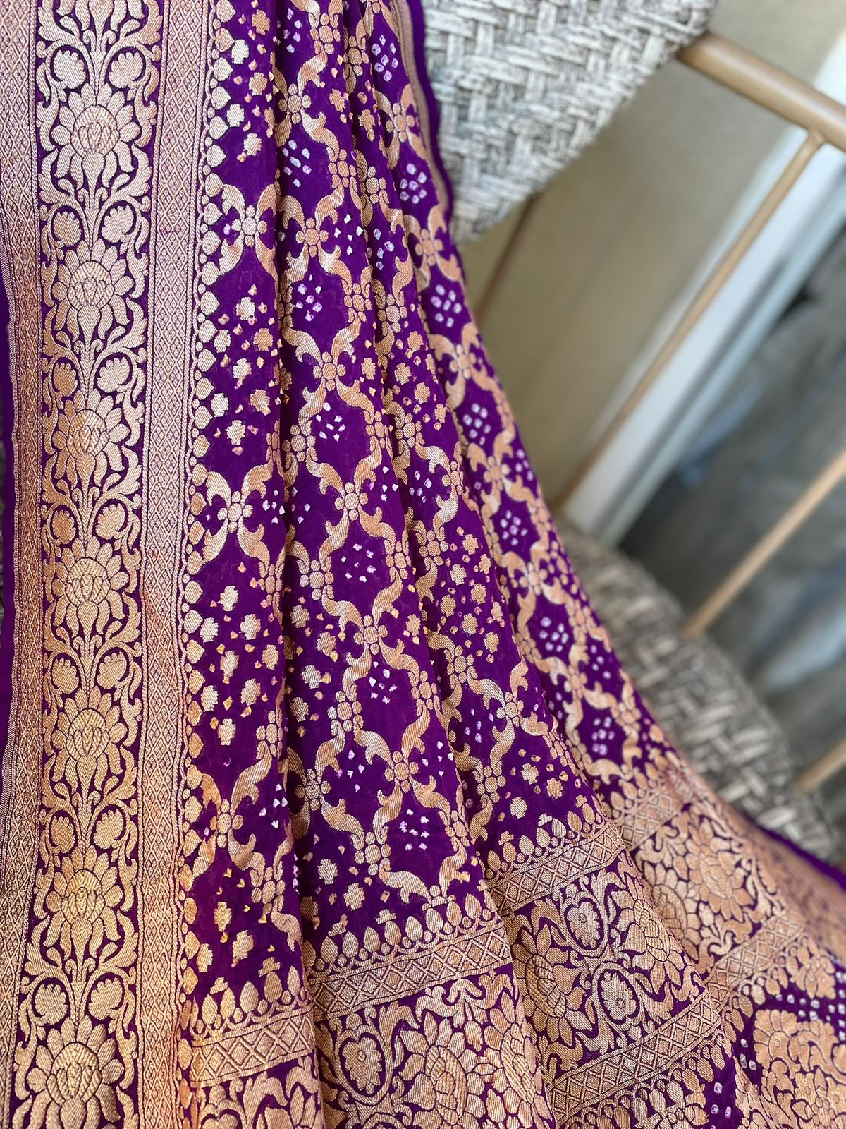 Ira - Purple Sangeet Bandhani Banarasi Dupatta