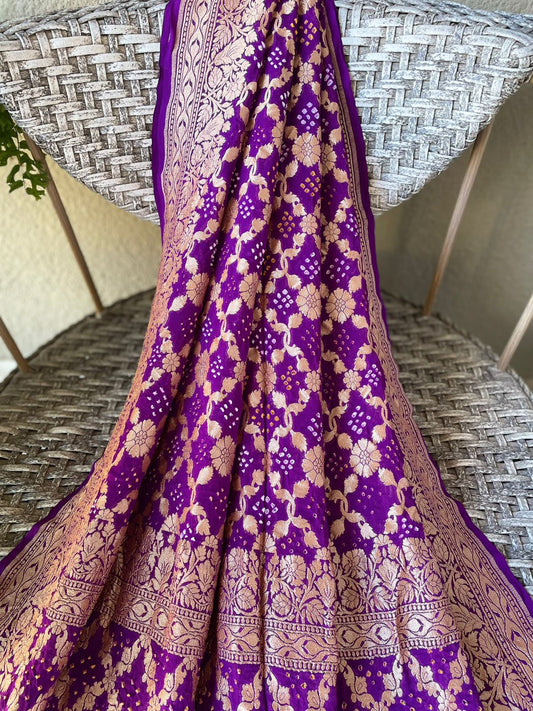 Bhavna - Purple Bandhani Banarasi Dupatta